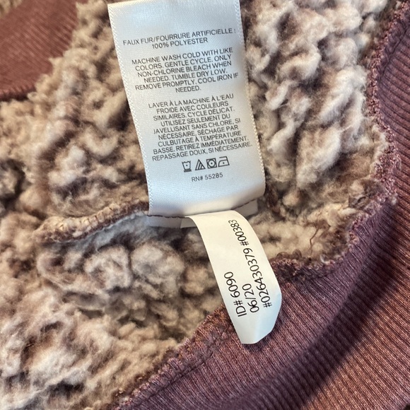 Express Factory Super Soft Cropped Half-Zip Pullover Sherpa Sweater Purple XS - Picture 12 of 12